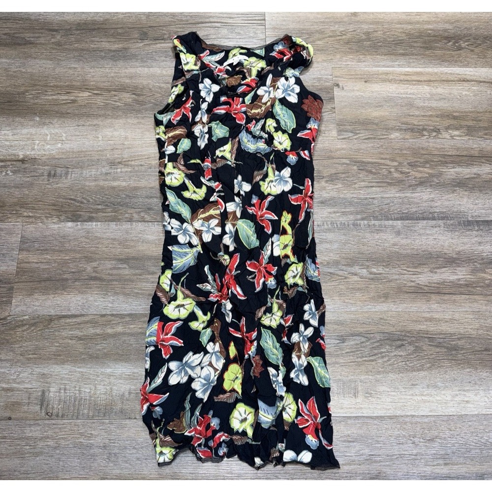Cabi Sleeveless Midi Dress Womens 10 Vibrant Multi-Colored Tropical Floral Print